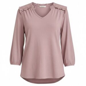 Beacon Apparel Heather Purple Ruffle Top Large